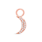 0.04ct 14k Rose Gold Diamond Pave Moon Hoop Charm